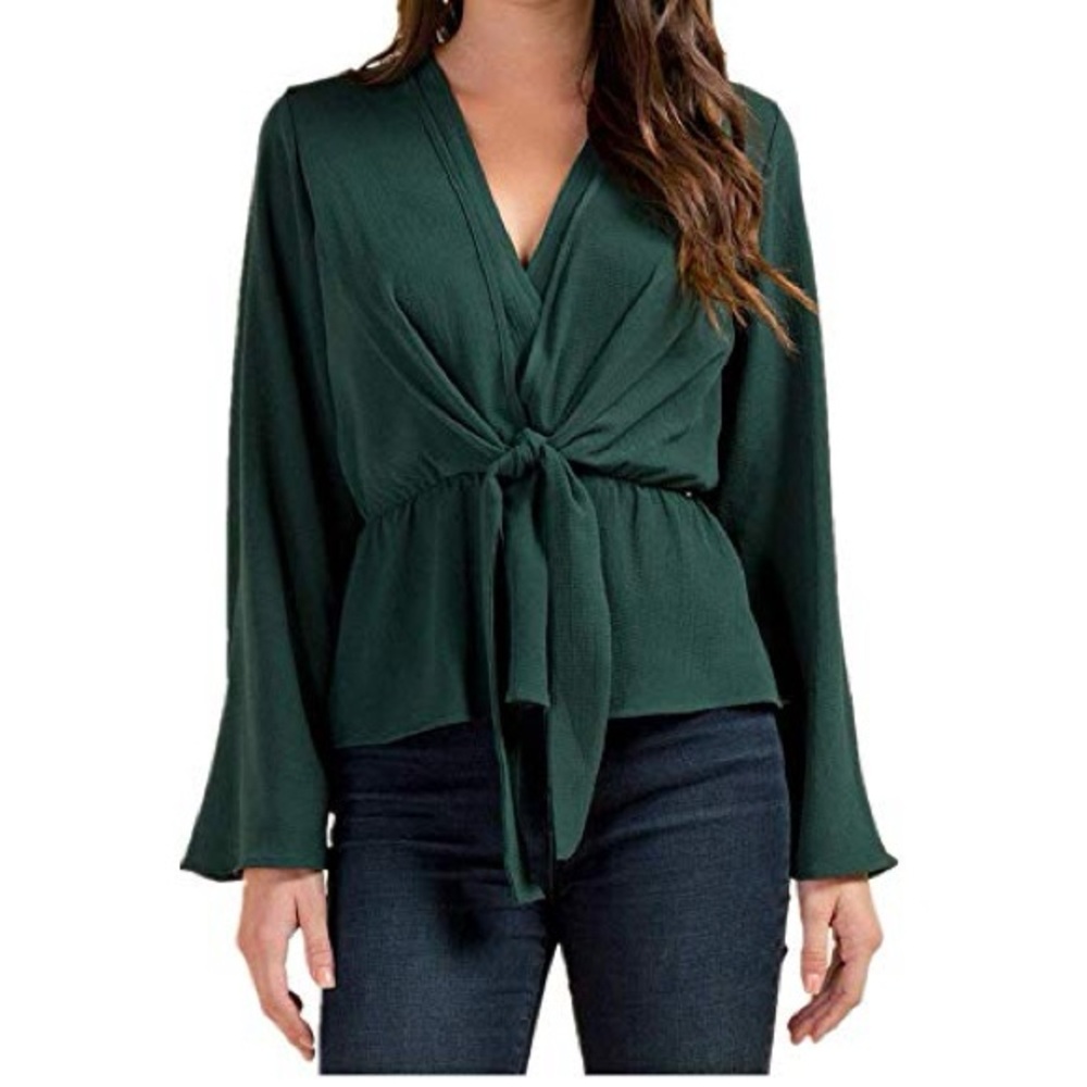 Blue Rain wrap style blouse small